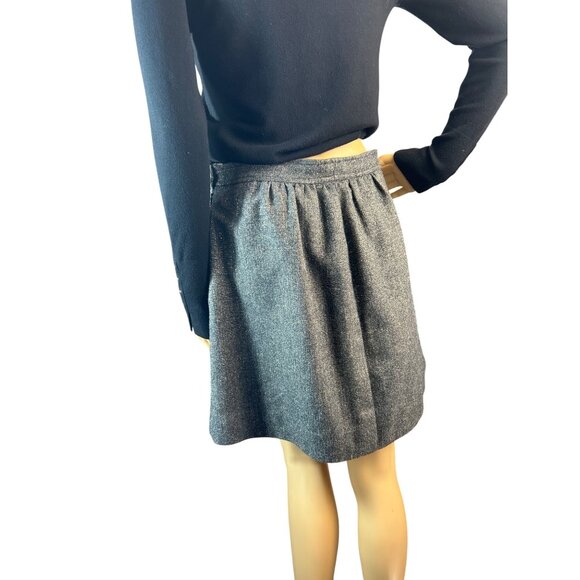 (5 for $25) Houndstooth Mini Skirt with Front Pockets in Black/Gold Metallic - Picture 5 of 6